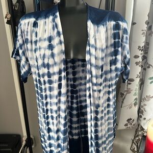 Tribal Blue and White Tie-Dye Top